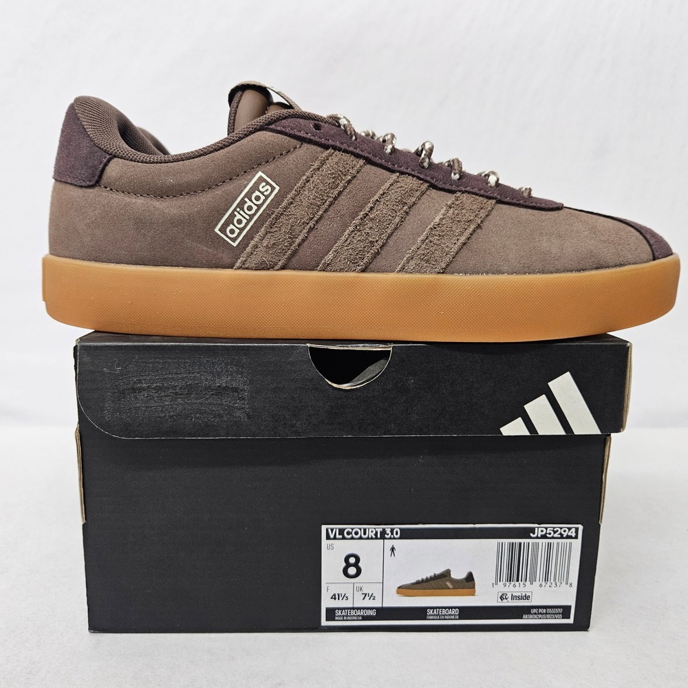 Adidas VL Court 3.0 Skateboarding Shoes JP5294 Brown Suede Gum Men's Size 8 - Picture 3 of 11